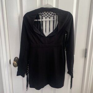 The Jetset Diaries Black Fringe Sleeve Mini Dress Size Small
